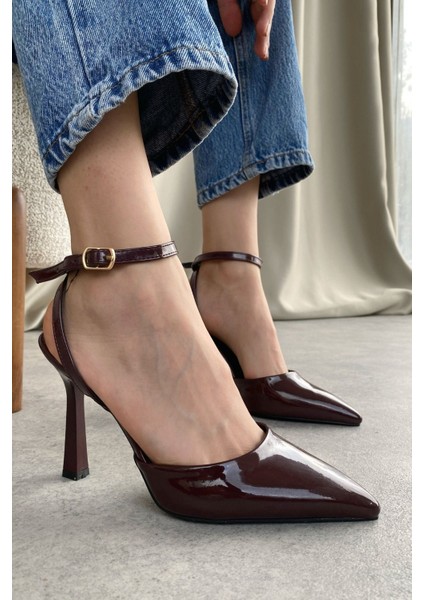 Kadın Motta Ince Topuklu Ayakkabı - Bordo-Rugan fiyatları