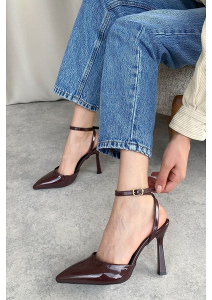 Kadın Motta Ince Topuklu Ayakkabı - Bordo-Rugan modelleri