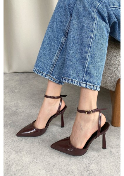 Kadın Motta Ince Topuklu Ayakkabı - Bordo-Rugan indirimleri