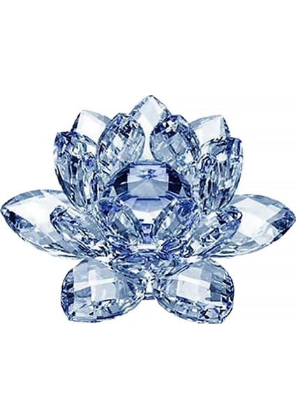 Mavi Kristal Çiçek Süsleri Kristal Lotus Iç Dekorasyon Kristal Cam Lotus Süsleri (Küçük) (Yurt Dışından)