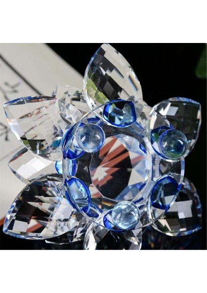 Mavi Kristal Çiçek Süsleri Kristal Lotus Iç Dekorasyon Kristal Cam Lotus Süsleri (Küçük) (Yurt Dışından) indirimleri