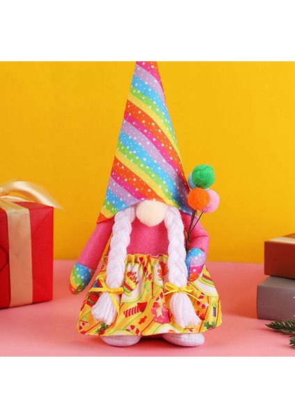 Gökkuşağı Şapka Yüzü Olmayan Rudolph Bebek Doğum Günü Düzenlemesi Süslemeleri Gnome Aile Masa Bebekleri Kadın (Yurt Dışından) indirimleri