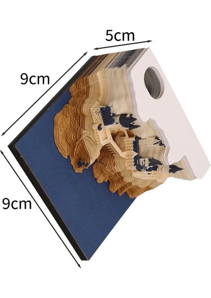 Kale 3D Not Defteri 2024 Takvim Bloknot Blok Notlar Süsler Kale Not Kağıdı Kırtasiye Aksesuarları Hediye Işıkları ile (Yurt Dışından)