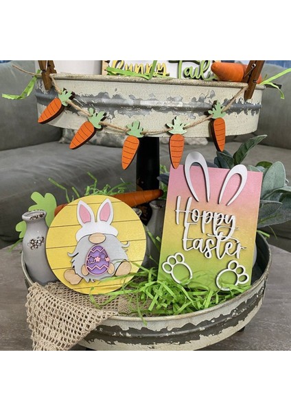 Paskalya Katmanlı Tepsi Süslemeleri Çiftlik Evi Dekor Ev Ofis Için Mutfak Rafı Masa Işareti Paskalya Partisi Için (Yurt Dışından) modelleri