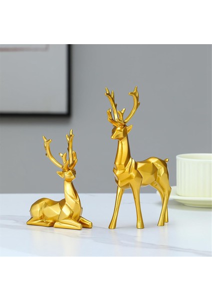 Altın Noel Süslemeleri - Reçine Oturan Ayakta Geyik Heykelleri, Olağanüstü Ren Geyiği Heykelleri Ev Dekorunuza Ekleyin (Yurt Dışından) fiyatları