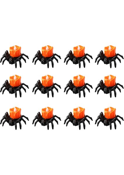 12 Pcs Cadılar Bayramı Dekoratif Mumlar, Cadılar Bayramı Örümcek Tealights Cadılar Bayramı Partisi Için Ürkütücü Elektrikli Titrek Mumlar (Yurt Dışından)