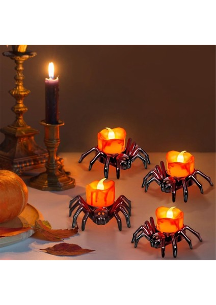 12 Pcs Cadılar Bayramı Dekoratif Mumlar, Cadılar Bayramı Örümcek Tealights Cadılar Bayramı Partisi Için Ürkütücü Elektrikli Titrek Mumlar (Yurt Dışından) fırsatları