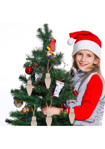 50 Adet Ahşap Noel Ampul El Sanatları ve Noel Kaynağı Için Bitmemiş Ahşap Süsler, 2 Inç Yüksek (Yurt Dışından)