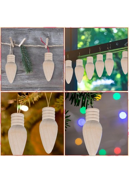 50 Adet Ahşap Noel Ampul El Sanatları ve Noel Kaynağı Için Bitmemiş Ahşap Süsler, 2 Inç Yüksek (Yurt Dışından)