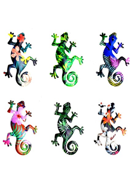 Metal Gecko Duvar Dekor Sanatı 8.66X5.11 Inç Demir Gecko Heykelleri, Veranda Çim Ev Dekorasyonu Açık Arka Bahçe Duvar Asılı - B (Yurt Dışından)