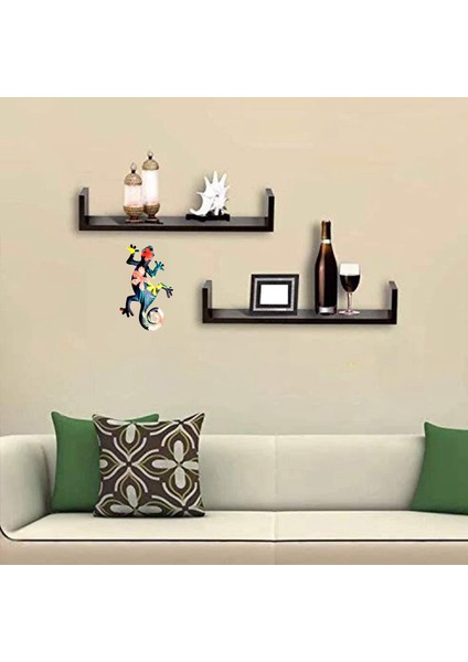 Metal Gecko Duvar Dekor Sanatı 8.66X5.11 Inç Demir Gecko Heykelleri, Veranda Çim Ev Dekorasyonu Açık Arka Bahçe Duvar Asılı - B (Yurt Dışından)
