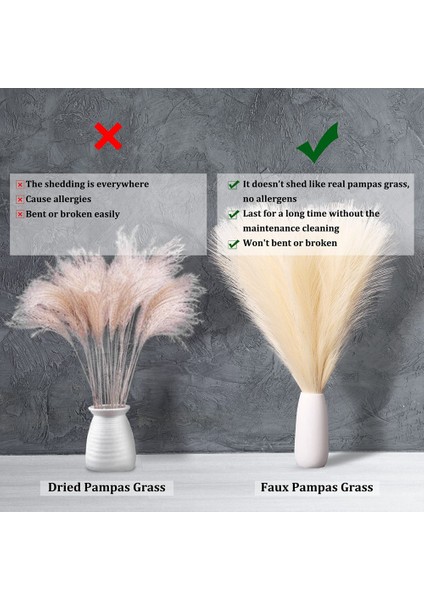 Sahte Pampas Otu, 18IN/45CM Yapay Pampas Otu 5 Kök Görkemli Çim Çiçek Aranjmanı (Siyah) (Yurt Dışından) fiyatları