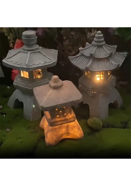 Bahçe Aksesuarı Süs Güneş Enerjili Reçine Pagoda Fener Saray Fenerler Kulesi Heykeli Güneş Lambası Bahçe Dekor A (Yurt Dışından)