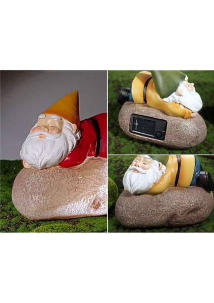 Cüce Madenci Reçine Figürler El Sanatları Açık Su Geçirmez Güneş Gnome Süsler Bahçe Gnome Heykeli Güneş Enerjili B (Yurt Dışından)