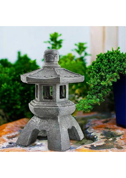 Bahçe Aksesuarı Süs Güneş Enerjili Reçine Pagoda Fener Saray Fenerler Kulesi Heykeli Güneş Lambası Bahçe Dekor A (Yurt Dışından)