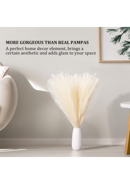 Sahte Pampas Otu, 18IN/45CM Yapay Pampas Otu 5 Kök Görkemli Çim Çiçek Aranjmanı (Beyaz) (Yurt Dışından) fırsatları