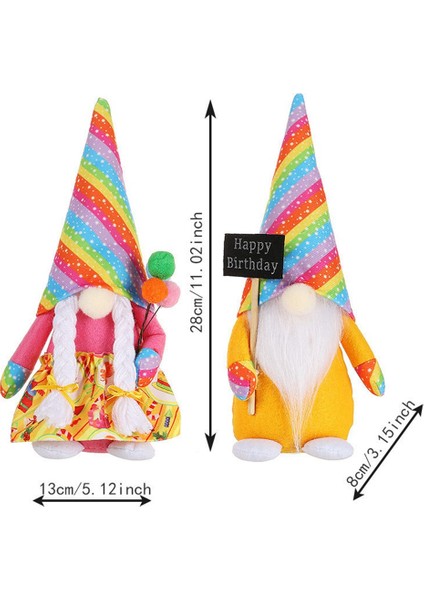 Gökkuşağı Şapka Yüzü Olmayan Rudolph Bebek Doğum Günü Düzenlemesi Süslemeleri Gnome Aile Masa Bebekleri Erkek (Yurt Dışından)