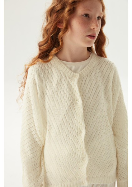 Bg Store Kız Çocuk Beyaz Hırka 23FW0FM0701