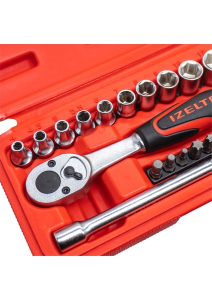 Izeltaş 1/4" Altı Köşe Mini Lokma Anahtar ve Bits Set 27 Parça