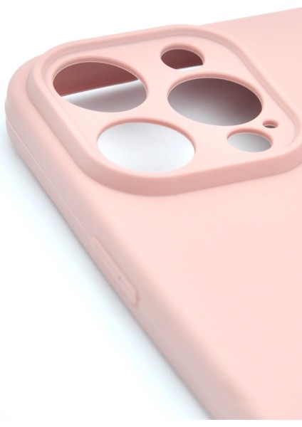 iPhone 15 Pro Max Uyumlu Düz Renk Esnek Yumuşak Silikon Kılıf Rubber Pudra Pembe