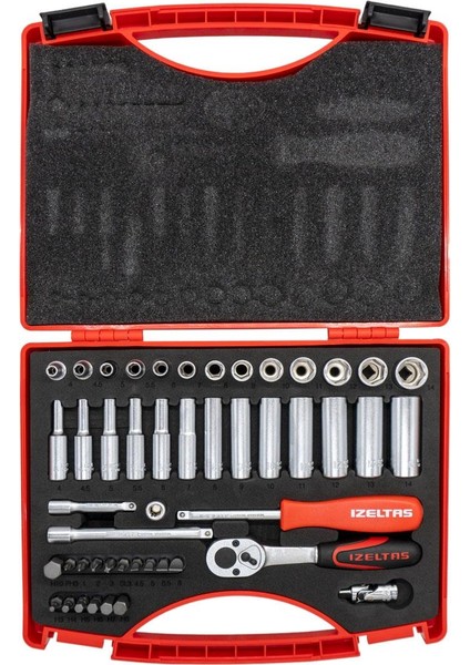 Izeltaş 1/4" Altı Köşe Mini Lokma Anahtar ve Bits Set 48 Parça