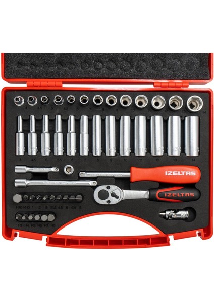 Izeltaş 1/4" Altı Köşe Mini Lokma Anahtar ve Bits Set 48 Parça