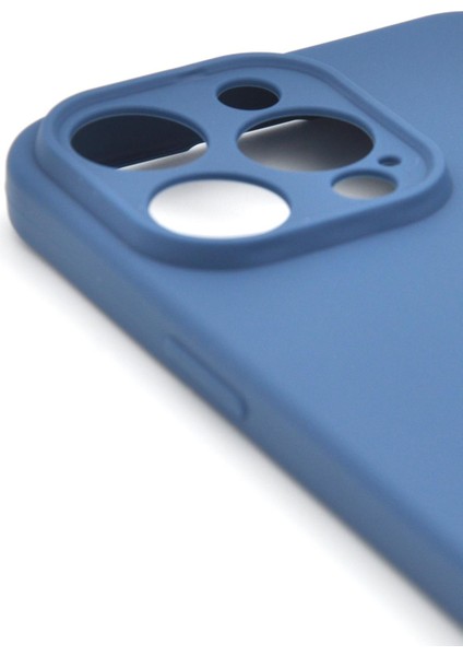 iPhone 15 Pro Uyumlu Düz Renk Esnek Yumuşak Silikon Kılıf Rubber Indigo Mavi