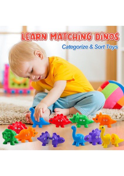 Montessori Öğrenme Oyuncakları 1-3 Yaşındaki Çocuklar Için, Eşleşen Harfler Ince Motor Oyuncak, Çift Taraflı 26 Pcs Abc Dinozor Alfabe Oyunları 3-5 Yaş Çocuklar Için, Ki Için Alfab (Yurt Dışından)