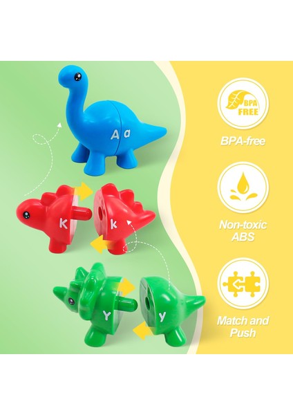 Montessori Öğrenme Oyuncakları 1-3 Yaşındaki Çocuklar Için, Eşleşen Harfler Ince Motor Oyuncak, Çift Taraflı 26 Pcs Abc Dinozor Alfabe Oyunları 3-5 Yaş Çocuklar Için, Ki Için Alfab (Yurt Dışından)