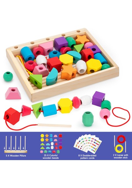 2 3 4 Yaşındaki Yürümeye Başlayan Çocuklar Için Montessori Ahşap Bağlama Boncuk Oyuncakları, Saklama Kutulu Sıralama ve Istifleme Blok Oyuncak, Stem Okul Öncesi Öğrenme Oyuncakları (Yurt Dışından) fiyatları