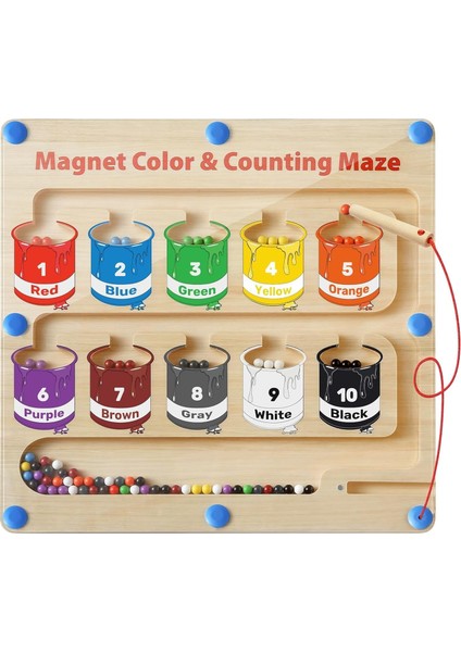 Manyetik Renk ve Sayı Labirenti, Ahşap Montessori Oyuncakları, Küçük Çocuklar Için Sayma Eşleştirme Manyetik Bulmacalar Tahtası, Renk Ayırma Oyunları, Ince Motor Becerileri Çocukla (Yurt Dışından)