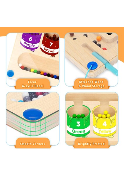 Manyetik Renk ve Sayı Labirenti, Ahşap Montessori Oyuncakları, Küçük Çocuklar Için Sayma Eşleştirme Manyetik Bulmacalar Tahtası, Renk Ayırma Oyunları, Ince Motor Becerileri Çocukla (Yurt Dışından)