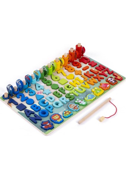 Ahşap Alfabe Sayı Şekli Bulmacalar Çocuklar Için Öğrenme Bulmaca Oyuncakları - Küçük Çocuklar Için Montessori Oyuncakları Balık Tutma Oyuncakları - Ahşap Halkalar Sayma Sıralama Oy (Yurt Dışından) fiyatları
