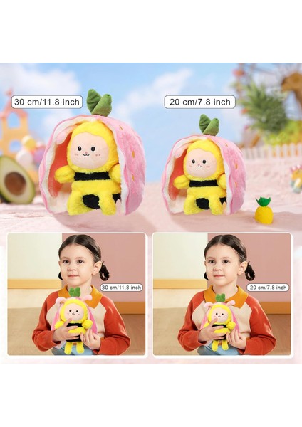 Arı Peluş Oyuncak, 11.8" Arı Doldurulmuş Hayvan, Çilek Doldurulmuş Arı Peluşa Dönüşür, Yumuşak Peluş Bebek Doğum Günü Partisi, Noel, Çocuklar Için Sevgililer Günü Hediyesi Bebek ve (Yurt Dışından) modelleri