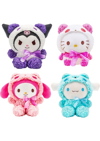 4pcs Kawaii Peluş Oyuncaklar, 10-Inç Sevimli Kuromi Peluş, My Melody Peluş Bebekler, Cinnamoroll Doldurulmuş Hayvanlar Peluş Şekil Oyuncak, Kız Çocuk Hayranları Için Hediyeler (4 A (Yurt Dışından)