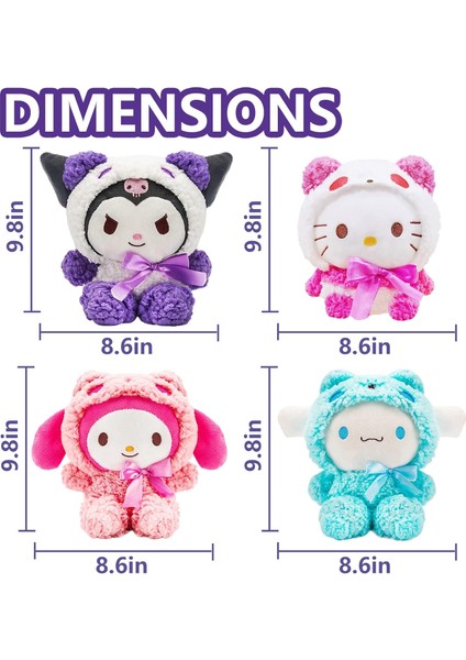 4pcs Kawaii Peluş Oyuncaklar, 10-Inç Sevimli Kuromi Peluş, My Melody Peluş Bebekler, Cinnamoroll Doldurulmuş Hayvanlar Peluş Şekil Oyuncak, Kız Çocuk Hayranları Için Hediyeler (4 A (Yurt Dışından)