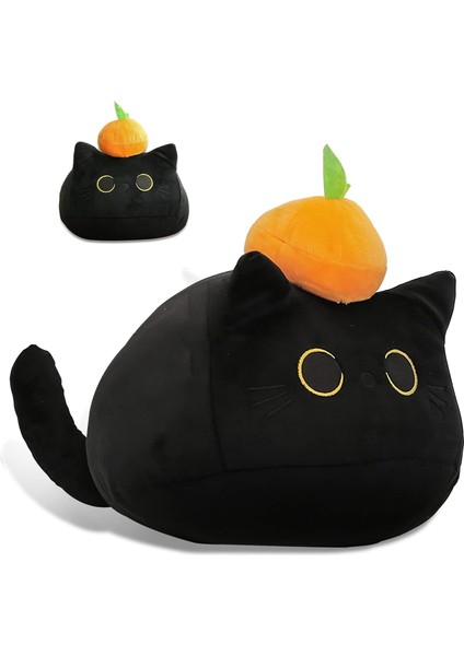 Kara Kedi Peluş Oyuncaklar Yastık, 3D Kedi Şekilli Doldurulmuş Sevimli Hayvan Oyuncak Yastık Minderi, Yumuşak Kawaii Siyah Kedi Peluş Bebek Kedi Peluş Oyuncaklar Doldurulmuş Hayvan (Yurt Dışından)