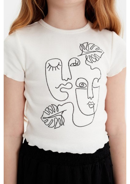 Kız Çocuk Ekru Tshirt 23SS0TJ4517