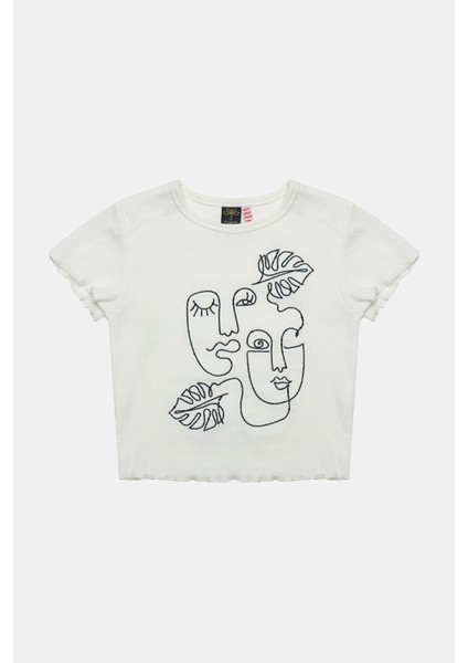 Kız Çocuk Ekru Tshirt 23SS0TJ4517