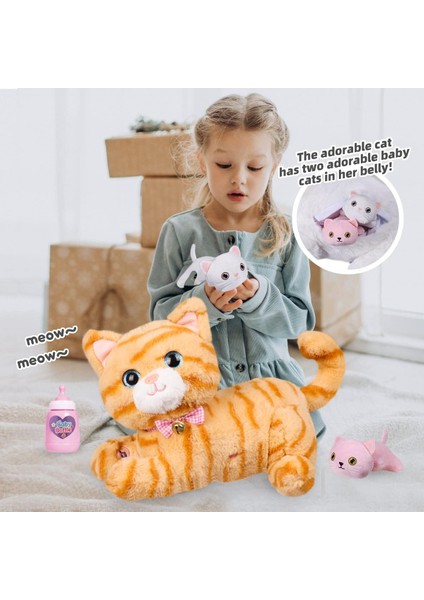 Peluş Kedi Oyuncak Emzirme Doldurulmuş Hayvan Seti, Şarkı Söyleyen, Havlayan, Peluş Kedicik Anne Kedi ile 2 Küçük Peluş Bebek Yavru Kedi Kız/erkek Yaşları Için Noel ve Doğum Günü H (Yurt Dışından) fiyatları