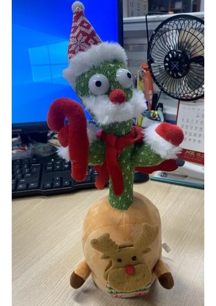 Noel Dans Eden Kaktüs Ren Geyiği Peluş Oyuncak Şarkı Söyleme Sallama Parlayan Interaktif Elk Oyuncak Söylediklerini Tekrarlıyor Elektrikli Sevimli Doğum Günü Noel Festivali Yeni Yü (Yurt Dışından)