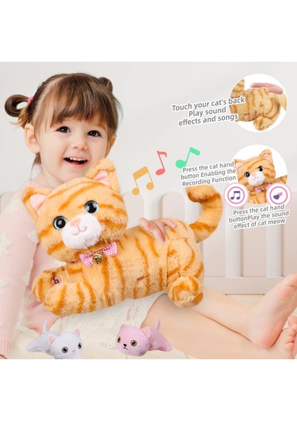 Peluş Kedi Oyuncak Emzirme Doldurulmuş Hayvan Seti, Şarkı Söyleyen, Havlayan, Peluş Kedicik Anne Kedi ile 2 Küçük Peluş Bebek Yavru Kedi Kız/erkek Yaşları Için Noel ve Doğum Günü H (Yurt Dışından) fırsatları