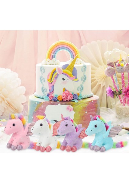 4 Parça 8 Inç Tek Boynuzlu At Doldurulmuş Hayvanlar Kızlar Sevimli Peluş Tek Boynuzlu At Hediye Oyuncaklar Goodie Çanta Için Yumuşak Peluş Tek Boynuzlu At Toplu Çorap Doldurucular (Yurt Dışından)