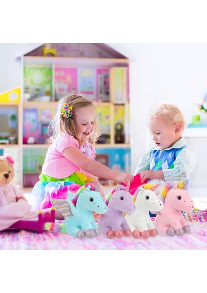 4 Parça 8 Inç Tek Boynuzlu At Doldurulmuş Hayvanlar Kızlar Sevimli Peluş Tek Boynuzlu At Hediye Oyuncaklar Goodie Çanta Için Yumuşak Peluş Tek Boynuzlu At Toplu Çorap Doldurucular (Yurt Dışından)