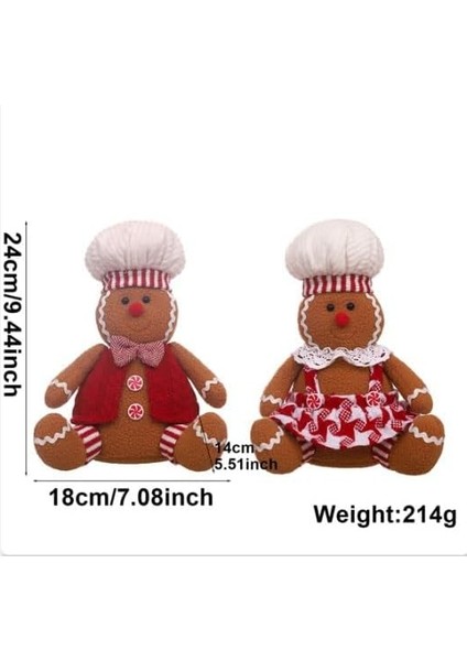 Zencefilli Kurabiye Peluş Bebek, Yılbaşı Dekoru Zencefilli Kurabiye Adam Peluş Oyuncaklar Tatil Dekor Için Doldurulmuş Hayvan Zencefilli Kurabiye Bebek (Erkek + Kız) (Yurt Dışından)