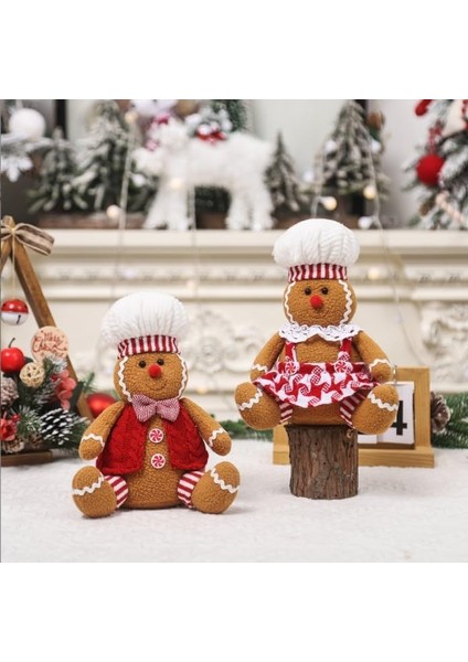 Zencefilli Kurabiye Peluş Bebek, Yılbaşı Dekoru Zencefilli Kurabiye Adam Peluş Oyuncaklar Tatil Dekor Için Doldurulmuş Hayvan Zencefilli Kurabiye Bebek (Erkek + Kız) (Yurt Dışından)