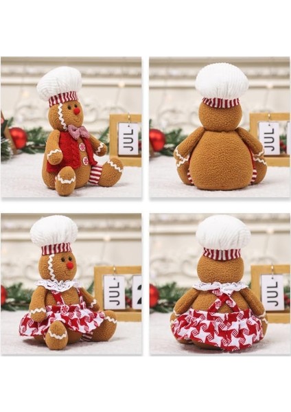 Zencefilli Kurabiye Peluş Bebek, Yılbaşı Dekoru Zencefilli Kurabiye Adam Peluş Oyuncaklar Tatil Dekor Için Doldurulmuş Hayvan Zencefilli Kurabiye Bebek (Erkek + Kız) (Yurt Dışından)