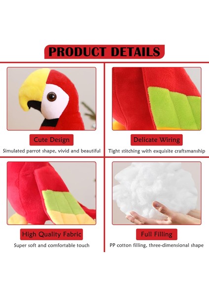 9.84 "papağan Doldurulmuş Hayvan Sevimli Kuş Peluş Parakeet Kucaklama Oyuncak Çocuklar Için Hediyeler, Kırmızı (Yurt Dışından) modelleri