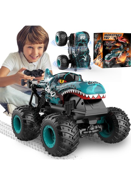 Canavar Kamyon Oyuncakları, Erkek Çocuklar Için 2,4 Ghz Rc Canavar Kamyonlar, Işıklı ve Müzikli 1:20 Dinozor Uzaktan Kumandalı Araba, Gösteri Özellikli Uzaktan Kumandalı Kamyon, 36 (Yurt Dışından)