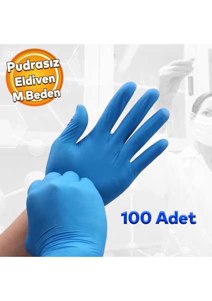 Handy Mavi Nitril Muayene Eldiveni M Beden Pudrasız Eldiven 100 Adet (50 Çift)